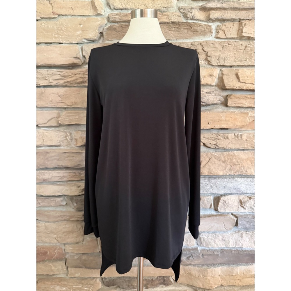 Brigitte Brianna Black Long Sleeve Tunic High-Low Hem BB535-SMT40-BLK-L Womens L